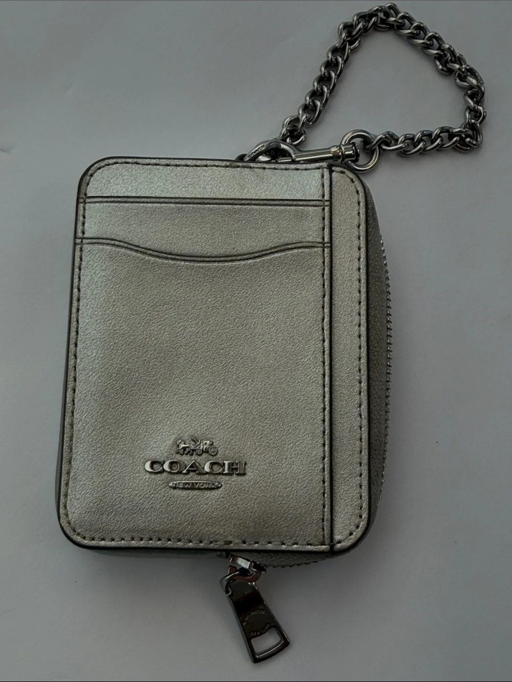 COACH Silver Card Case Phone Accessory with Chain